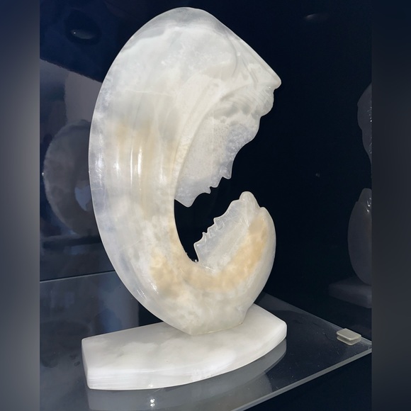 Vintage Carved Alabaster Marble Stone Mother & Child Bookend Mid-Century 14” - Picture 2 of 3